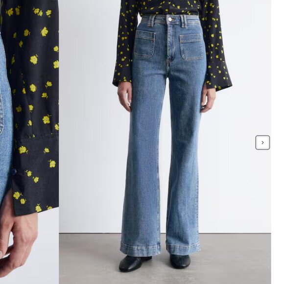 & Other Stories Denim - & other stories Wide Leg Blue Jean Denim Retro Pocket High Waist 29